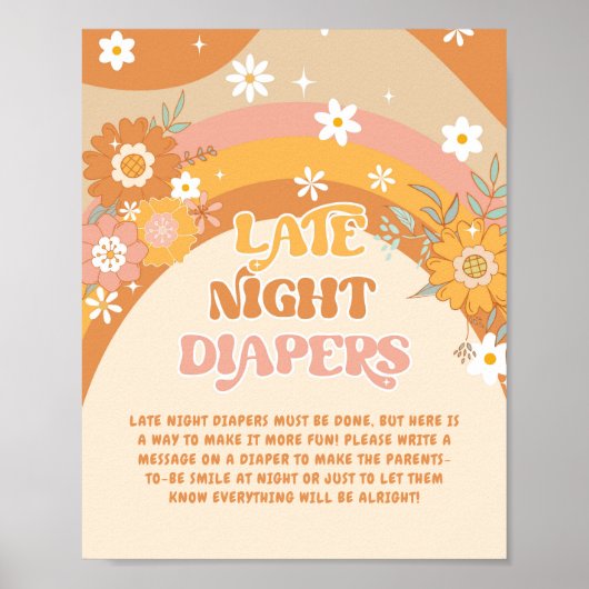 Retro Groovy Baby Spate night diapers game Poster (Vorne)