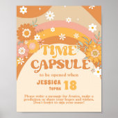 Retro Groovy Baby Time Kapsel Geburtstag Poster (Vorne)