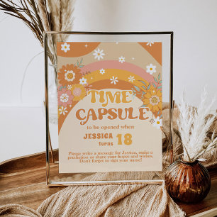 Retro Groovy Baby Time Kapsel Geburtstag Poster