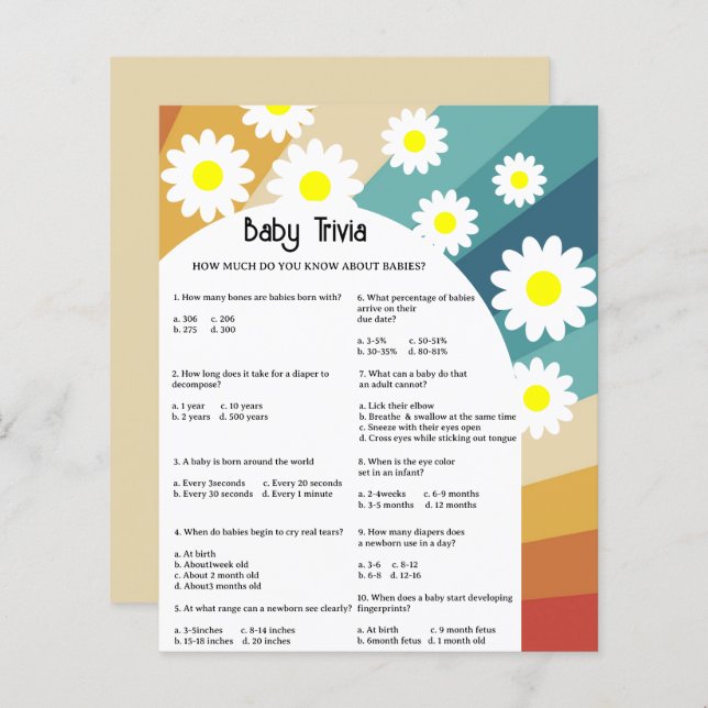 Retro Groovy - Baby Trivia | Baby Showspiel (Vorne/Hinten)