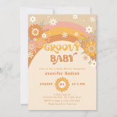 Retro Groovy Babydusche Einladung (Vorderseite)