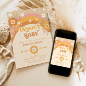 Retro Groovy Babydusche Einladung