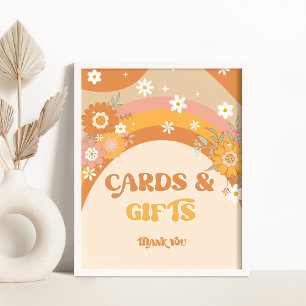 Retro Groovy Babykarten und -geschenke Sockelschild