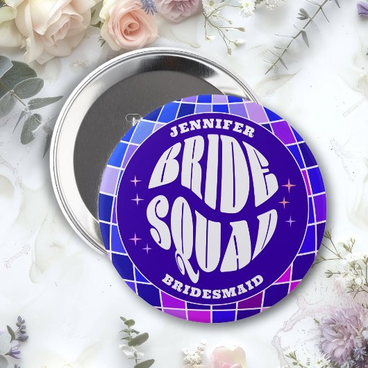 Retro Groovy Bachelorette Bride Button