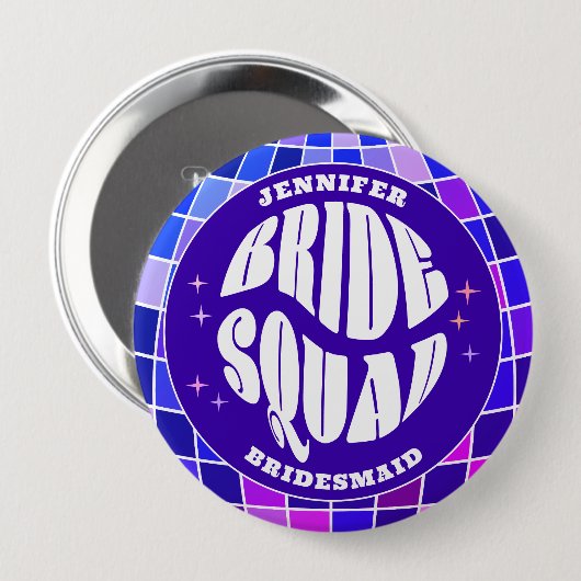 Retro Groovy Bachelorette Bride Button (Vorne & Hinten)