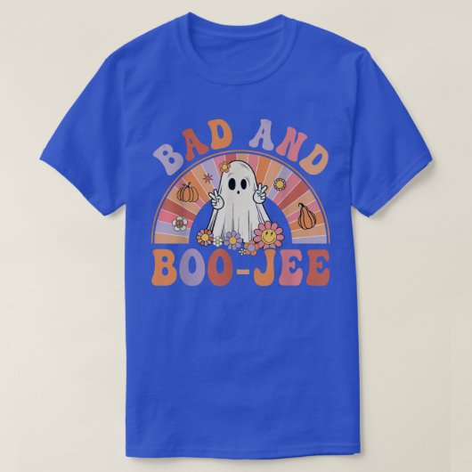 Retro Groovy Bad and Boo-Jee Floral Ghost Hallowee T-Shirt (Design vorne)