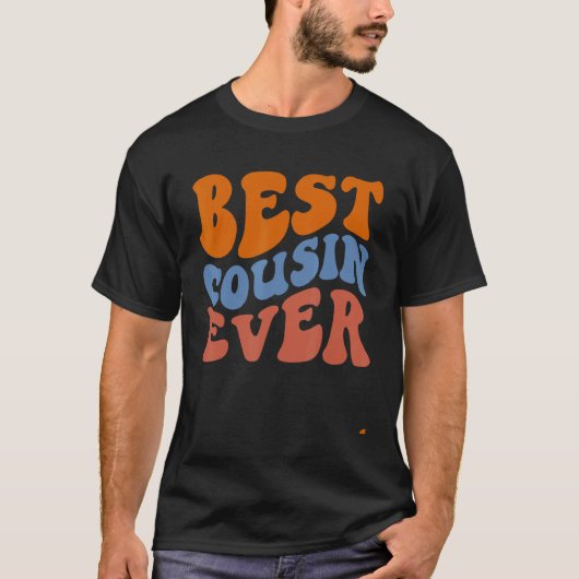 Retro Groovy Best Cousin Ever Wavy Hippie Boho 70s T-Shirt (Vorderseite)