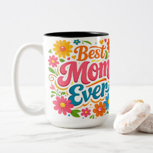 Retro Groovy Beste Mutter Aller Zeiten Florale Typ Zweifarbige Tasse