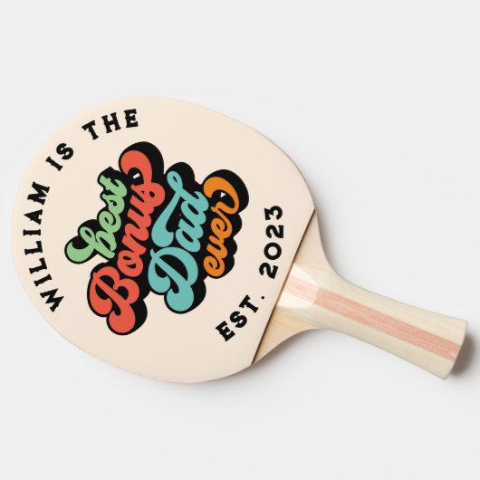 Retro Groovy Bester Bonus Vater jedes Jahr Tischtennis Schläger (Seitenansicht)
