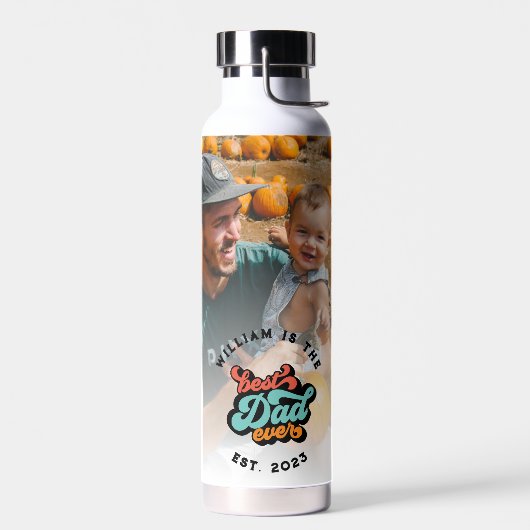 Retro Groovy Bester Vater je Foto Jahr Trinkflasche (Links)