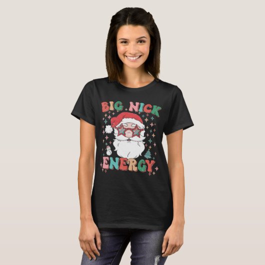 Retro Groovy Big Nick Energy Funny Christmas Weihn T-Shirt (Vorne ganz)