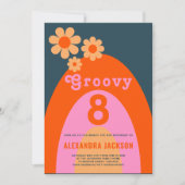 Retro Groovy Birthday Party Einladung (Vorderseite)
