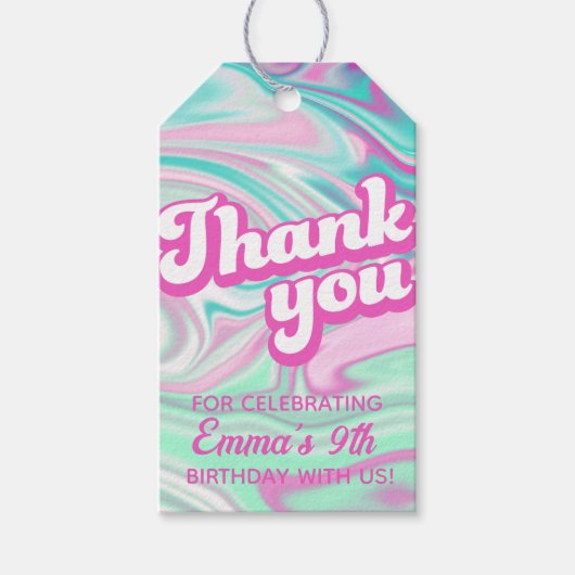 Retro Groovy Birthday Vielen Dank für Ihr Interess Geschenkanhänger (Vorderseite)