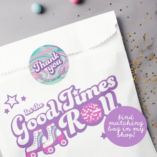 Retro Groovy Birthday Vielen Dank Runder Aufkleber