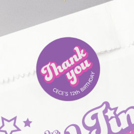 Retro Groovy Birthday Vielen Dank Runder Aufkleber