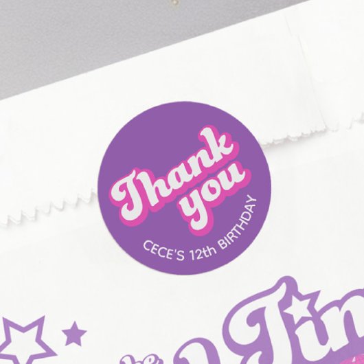 Retro Groovy Birthday Vielen Dank Runder Aufkleber