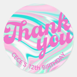 Retro Groovy Birthday Vielen Dank Runder Aufkleber