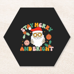 Retro Groovy Bleibe Merry & Bright Christmas Niedl Untersetzer