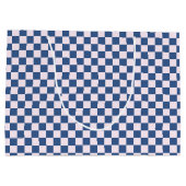 Retro Groovy Blue Checkered Santa Claus Christmas  Große Geschenktüte (Rückseite)