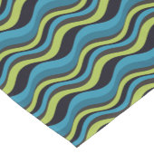Retro Groovy Blue Green Grey Sea Waves Muster Kurzer Tischläufer (Ecke)