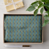 Retro Groovy Blue Green Grey Sea Waves Muster Seidenpapier (Geschenk)