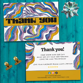 Retro Groovy Blue Lila Business Paket Beilage Dankeskarte