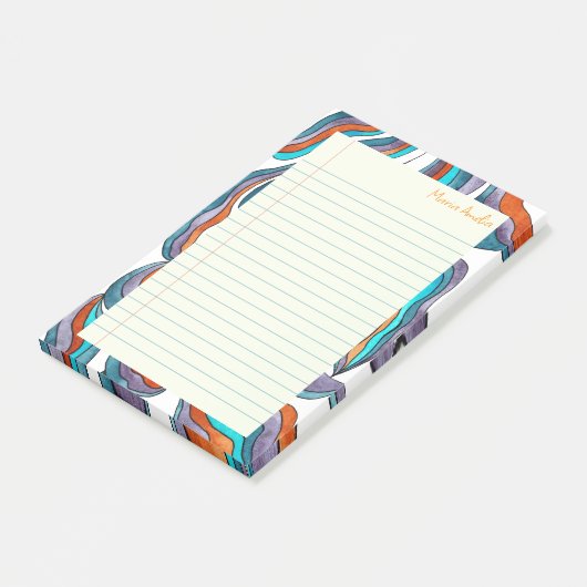 Retro Groovy Blue Lined School Notebook Paper Post-it Klebezettel (angewinkelt)