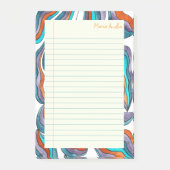 Retro Groovy Blue Lined School Notebook Paper Post-it Klebezettel (Vorderseite)
