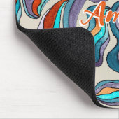 Retro Groovy Blue Orange Lila Wavy-Script-Name Mousepad (Ecke)