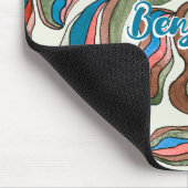 Retro Groovy Blue Red Green Wavy Script Name Mousepad (Ecke)