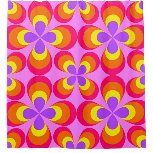Retro Groovy Blume Duschvorhang (Vorderseite)