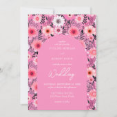 Retro Groovy Blume in Rosa und Weiß Einladung (Vorderseite)