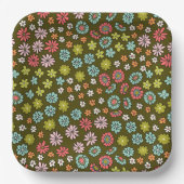 Retro Groovy Blume Muster Pappteller (Vorderseite)