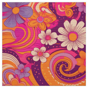 Retro Groovy Blume Stoff