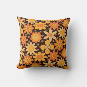 Retro Groovy Blumen 70er Orange Gelb Kissen