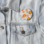 Retro Groovy Blumen-Daisy-Nahtloses Muster Button (Beispiel)
