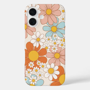 Retro Groovy Blumen-Daisy-Nahtloses Muster iPhone 16 Hülle