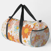 Retro Groovy Blumen-Daisy-Nahtloses Muster Duffle Bag (Rechte Ecke)