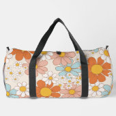 Retro Groovy Blumen-Daisy-Nahtloses Muster Duffle Bag (Rückseite)
