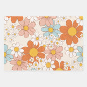 Retro Groovy Blumen-Daisy-Nahtloses Muster Geschenkpapier Set (Vorderseite)