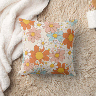 Retro Groovy Blumen-Daisy-Nahtloses Muster Kissen