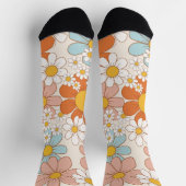 Retro Groovy Blumen-Daisy-Nahtloses Muster Socken (Oben)
