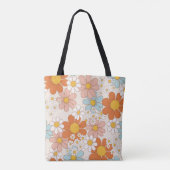 Retro Groovy Blumen-Daisy-Nahtloses Muster Tasche (Rückseite)