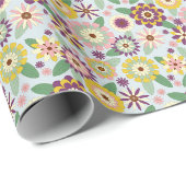 Retro Groovy Blumen Geschenkpapier (Rolleneckpunkt)