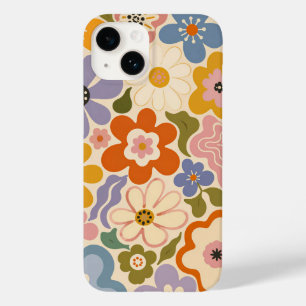 Retro Groovy Blumen-Herzen-Friedenszeichen Case-Ma Case-Mate iPhone 14 Hülle