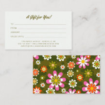 Retro Groovy Blumen-Salon Pink Grün Geschenkkarte
