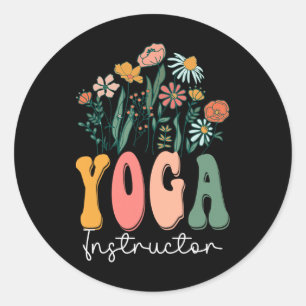 Retro Groovy Blumen Yoga-Instructor Wildflower T-S Runder Aufkleber