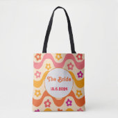 Retro Groovy Blumenbachelorette personalisiert Tasche (Vorderseite)