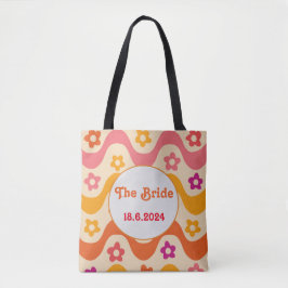 Retro Groovy Blumenbachelorette personalisiert Tasche