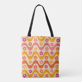 Retro Groovy Blumenbachelorette personalisiert Tasche (Rückseite)